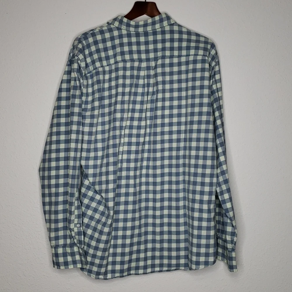 Peter Millar Cotton Silk Button Up Long Sleeve Shirt Size XL Gingham Plaid Logo